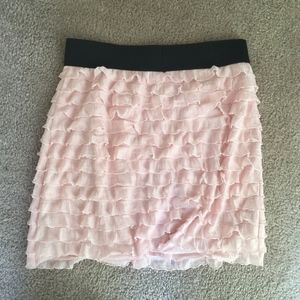 Wet Seal light pink ruffle skirt w/black waistband